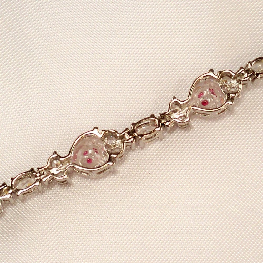 New Ruby Red Stone Floating Heart Cut Cubic Zirco… - image 4